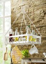 Topfh&auml;nger aus Holz und Eisen ANTIKWEISS