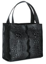Laurina Tasche aus reptilgepr&auml;gtem Kalb-Veloursleder SCHWARZ