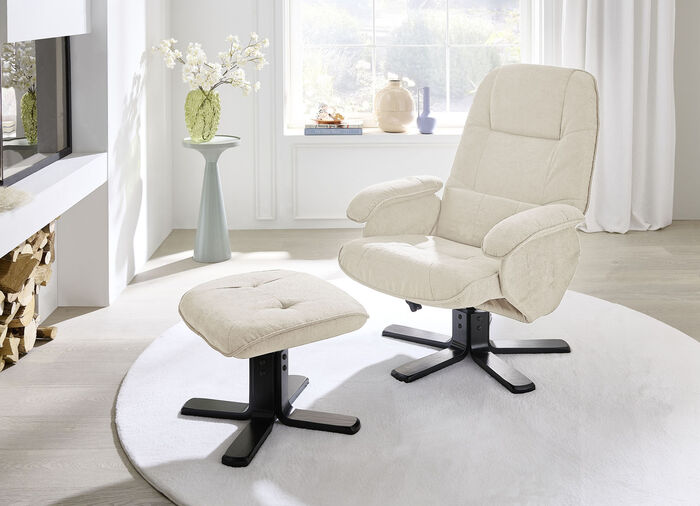 Relax-Sessel mit Hocker CREME