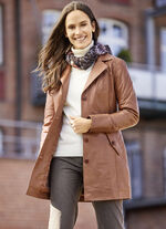 Lederkurzmantel mit Reverskragen 