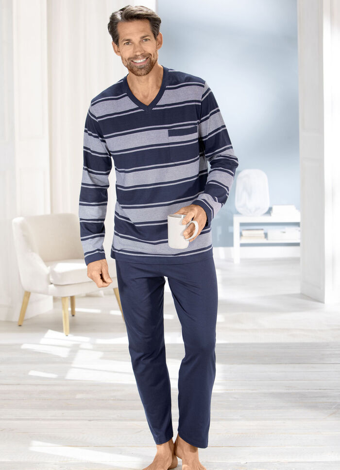 Zweierpack Schlafanzüge mit V-Ausschnitt und offenen Abschlüssen 