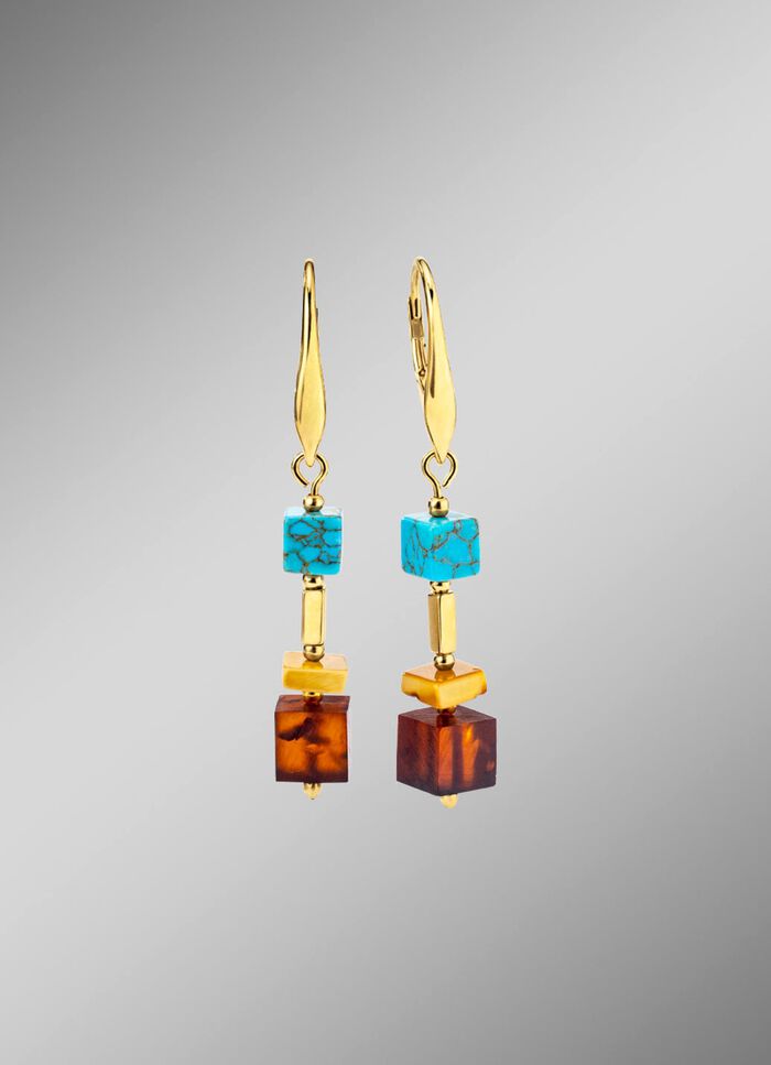 Ohrringe mit Bernstein und T&uuml;rkis 