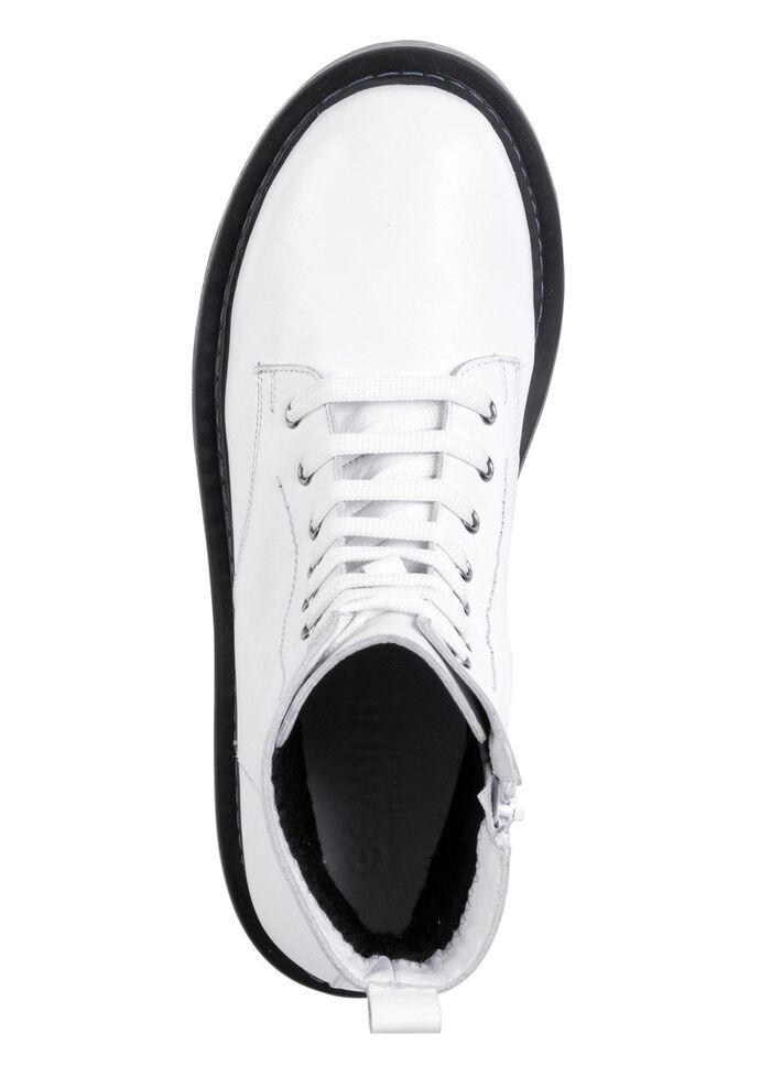 Gemini Schn&uuml;r-Stiefelette aus weichem Rind-Nappaleder WEISS