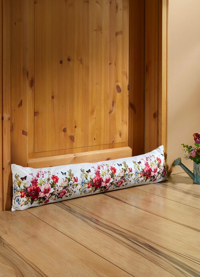 Zugluftrolle mit Blumen-Motiv 