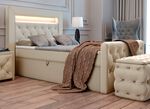 Boxspringbett mit LED-Beleuchtung und Topper CREME