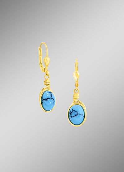 Edle Unikate: Ohrringe mit Türkis, beh., und mit Matrix 