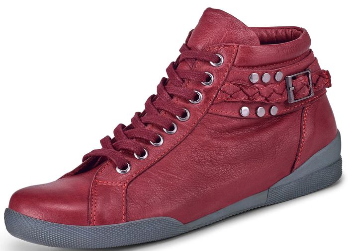 Andrea Conti Schn&uuml;r-Stiefelette in angesagter Optik RUBINROT