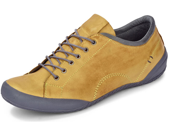 Andrea Conti, klassische Damen-Schnürschuhe, mit herausnehmbarem Lederfußbett SENFGELB