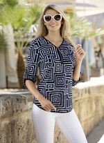 Shirt-Tunika mit Lederimitat-Besatz 
