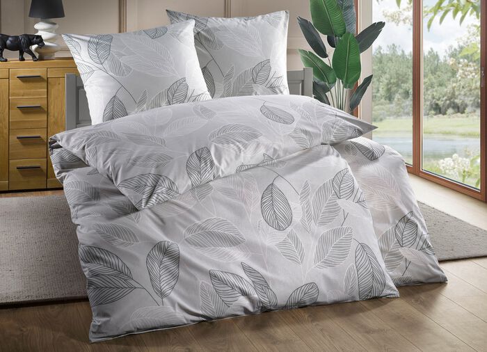 Beidseitig bedruckte Bettw&auml;sche-Garnitur GR&Uuml;N