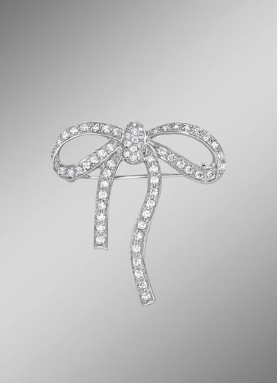 Anstecknadel Schleife mit synth. Zirkonia 