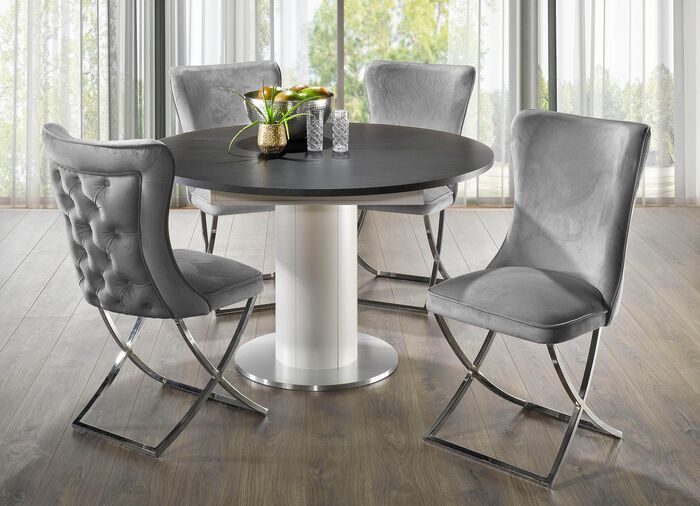 Au&szlig;ergew&ouml;hnlicher Tisch mit Auszug WEISS-SCHWARZ