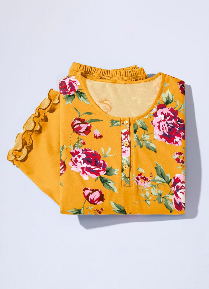 Zweierpack Schlafanz&uuml;ge mit gebogten Abschl&uuml;ssen und Knopfleiste 