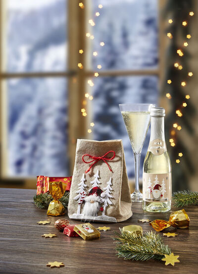 Gefüllte Tasche aus Polyesterfilz mit Wichtel-Motiv 