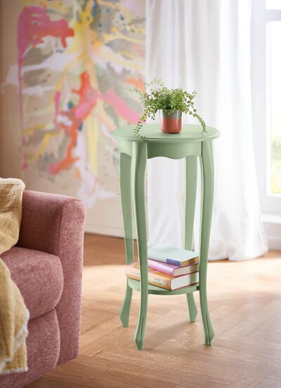 Teilmassiver Beistelltisch aus Buchenholz 