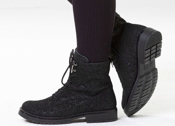 Waldl&auml;ufer, bequeme Damen-Stiefeletten, Weite G, mit herausnehmbarem Fu&szlig;bett SCHWARZ