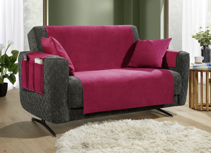 Samtweiche Sessel- und Sofaschoner mit Anti-Rutsch-Rückseite BORDEAUX