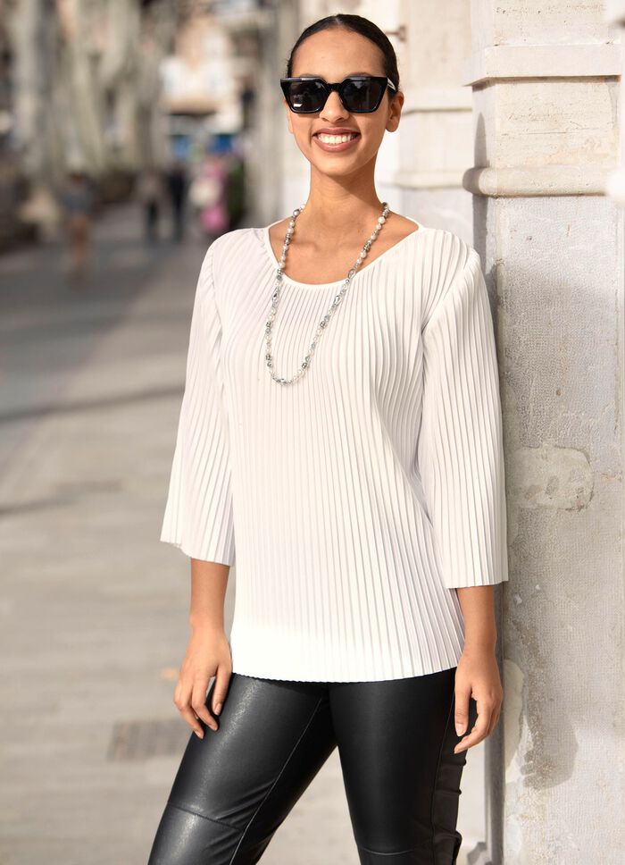 Tunika aus duftigem Plisseé ECRU