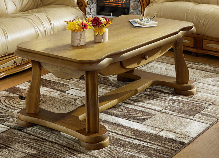 Schwerer Couchtisch in Eiche rustikal 