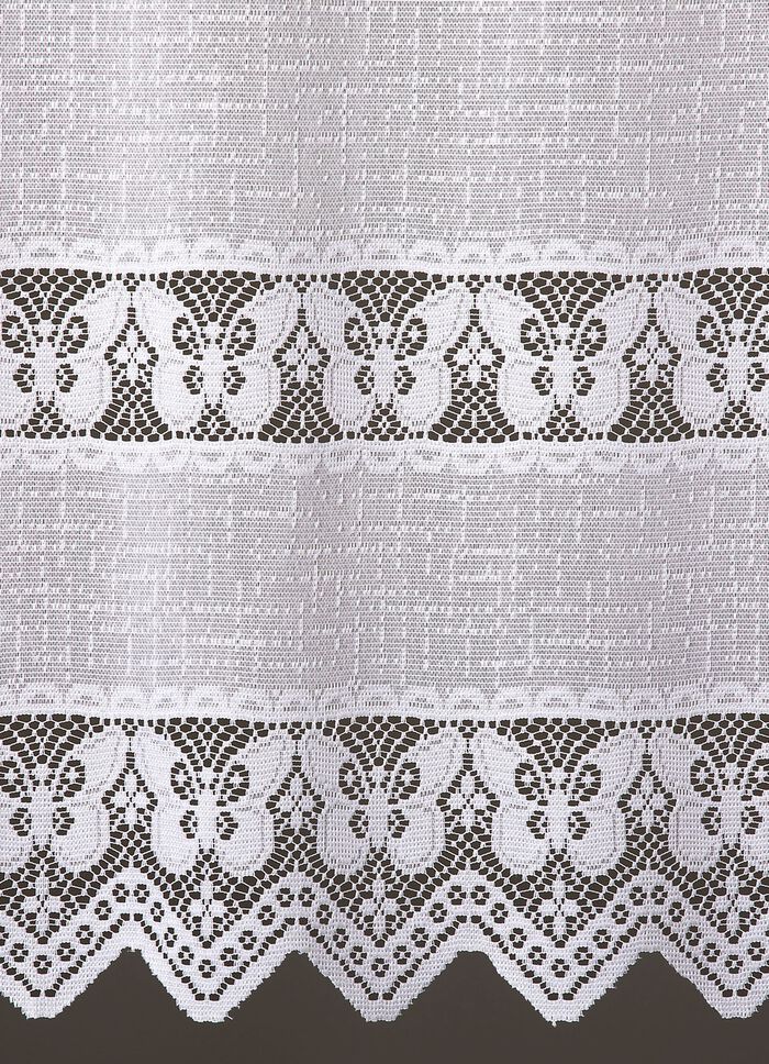 Kleinfenster-Store mit gezacktem Abschluss und Stangendurchzug 