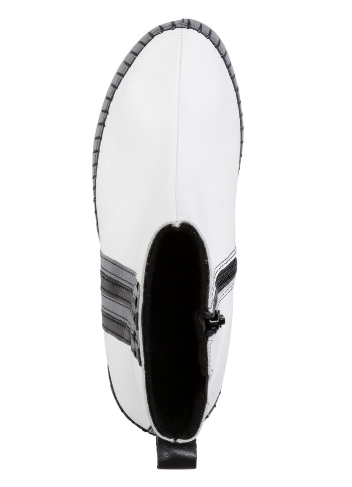 Gemini Stiefelette aus Rind-Nappaleder mit Kontraststreifen WEISS-GRAU-SCHWARZ