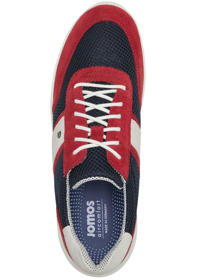 Schn&uuml;rschuh mit Netz-Optik RUBINROT-MARINE-ECRU