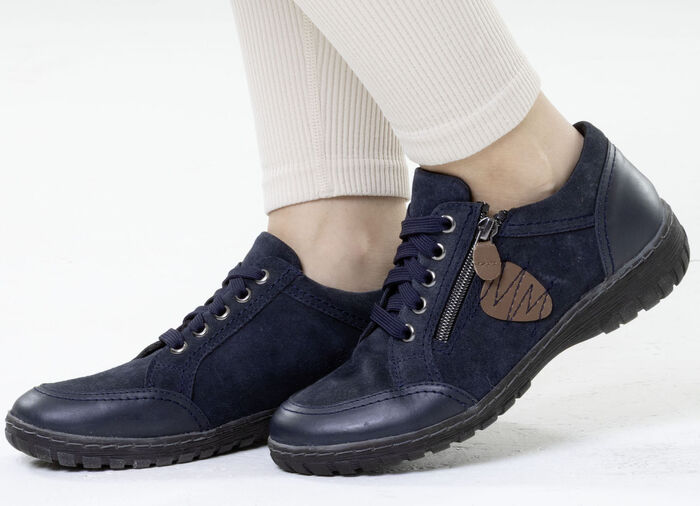 ELENA EDEN, bequeme Damen-Schnürschuhe, Weite G, mit herausnehmbarem Fußbett MARINE