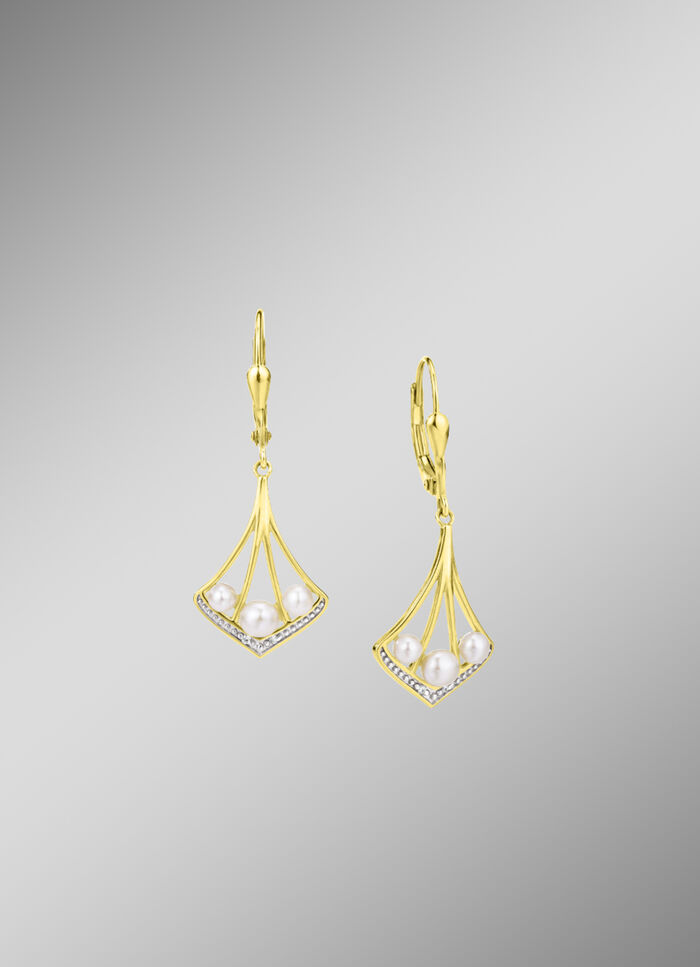 Ohrringe mit Zirkonia und S&uuml;&szlig;wasser-Zuchtperlen 