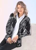 Strickjacke in grafischer Optik mit platischem Effekt SCHWARZ-WEISS