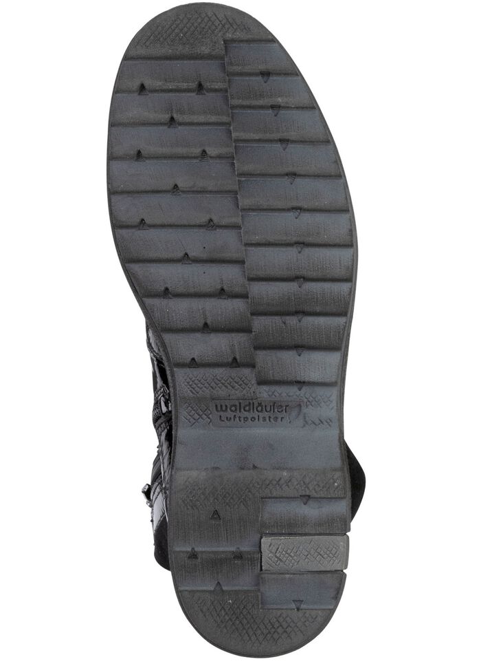 Waldl&auml;ufer Schn&uuml;r-Stiefelette mit kuscheligem Kragen aus Lammfell SCHWARZ