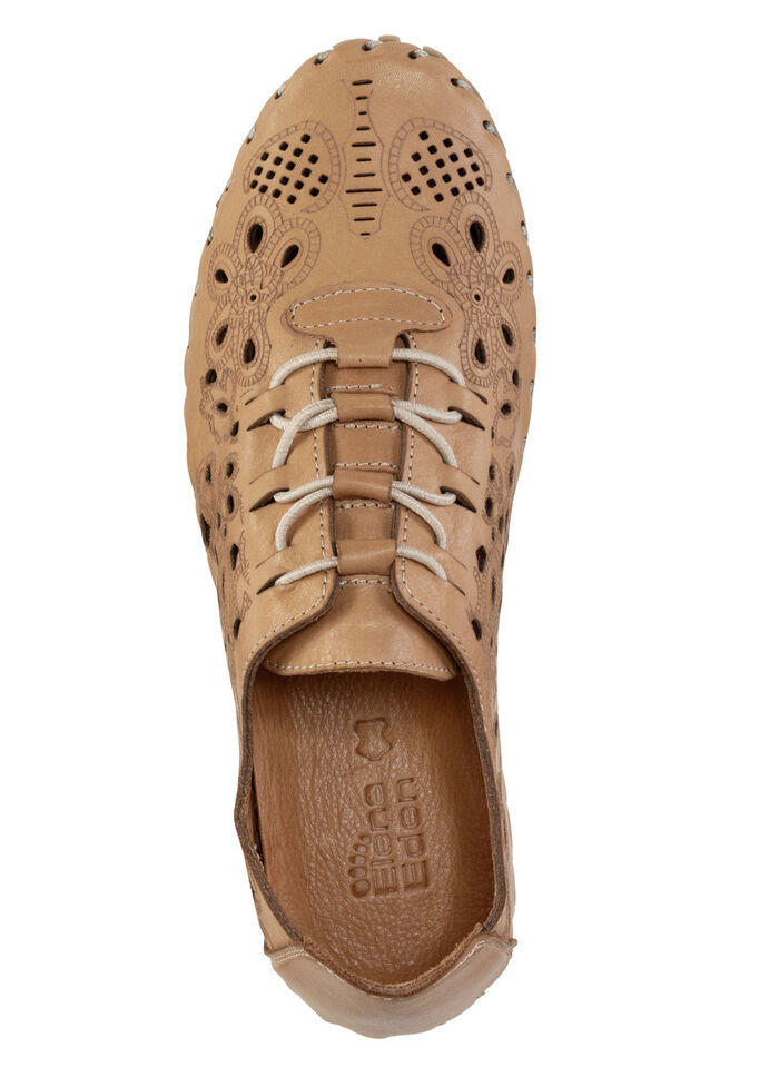 ELENA EDEN Slipper aus weichem Nappaleder mit Prägung COGNAC