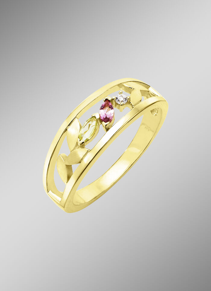 Damenring mit Edelsteinen und synth. Zirkonia 