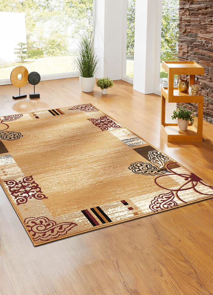 Gewebte Brücken und Teppiche mit Bordüre BEIGE