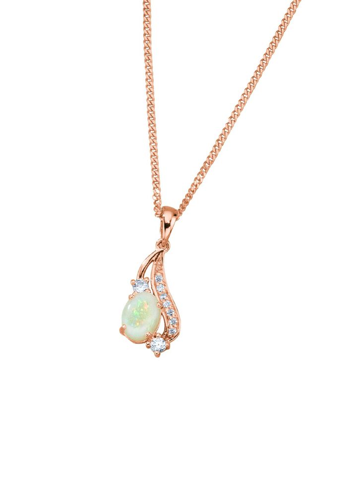 Anh&auml;nger mit Singapurkette, echt Opal und synth. Zirkonia 