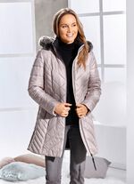 Kurzmantel mit abnehmbarem Kunstpelz-Besatz 