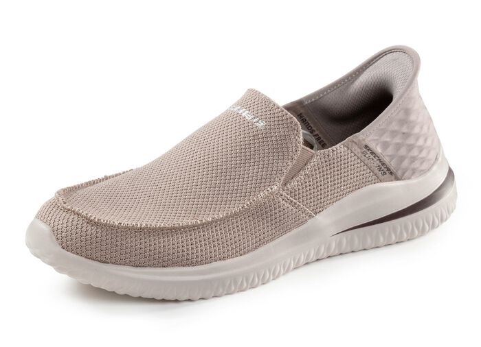 SKECHERS Slipper mit geformter Slip-Ins Fersenplatte TAUPE
