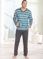 Schlafanzug mit V-Ausschnitt und offenen Abschl&uuml;ssen 