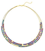 3-reihige Halskette mit echt buntem H&auml;matit 