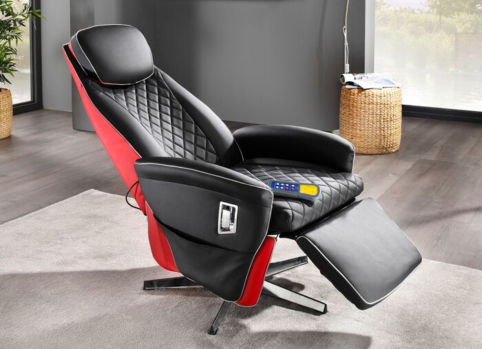 Massagesessel mit W&auml;rmefunktion SCHWARZ-ROT