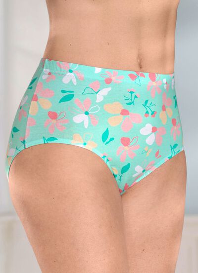 Viererpack Slips mit farbharmonischem Floraldessin 