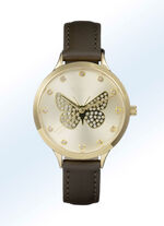 Quartz-Damenuhr mit Lederband 