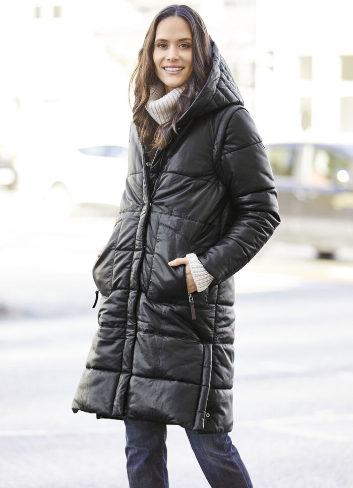 Leder-Steppmantel 2-in-1 von „Jilani“ 