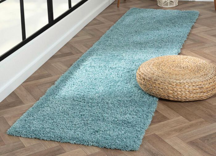 Traumhaft flauschige Br&uuml;cken und Teppiche in Shaggy-Qualit&auml;t HELLBLAU