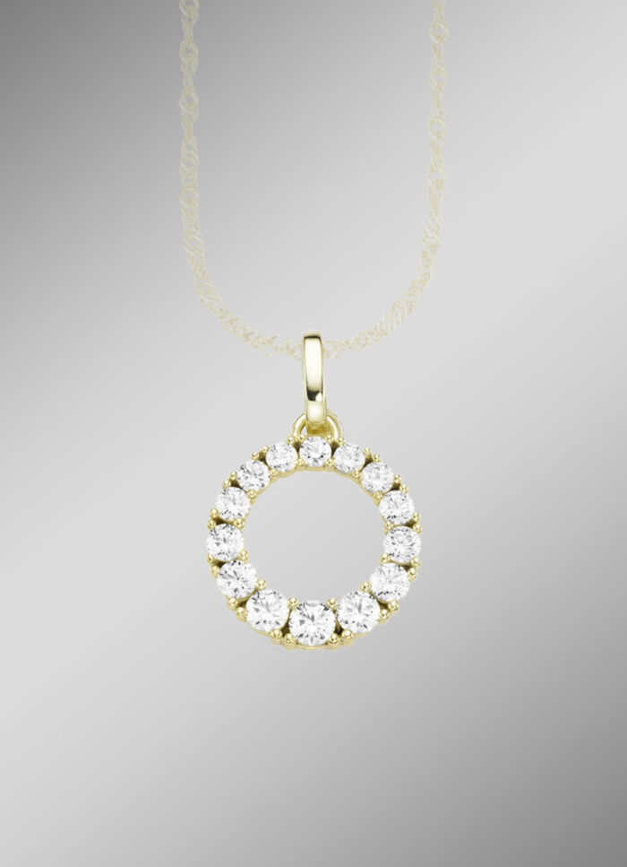 Funkelnder Anh&auml;nger mit synth. Zirkonia 