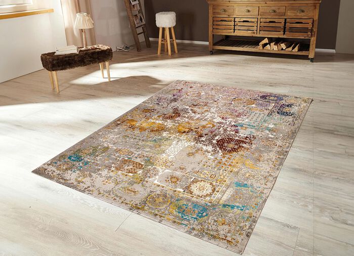 Br&uuml;cken und Teppiche aus Flachgewebe mit aufwendiger Dessinierung BUNT