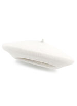 Edle Damen-Baskenmütze, aus reiner Schurwolle WOLLWEISS