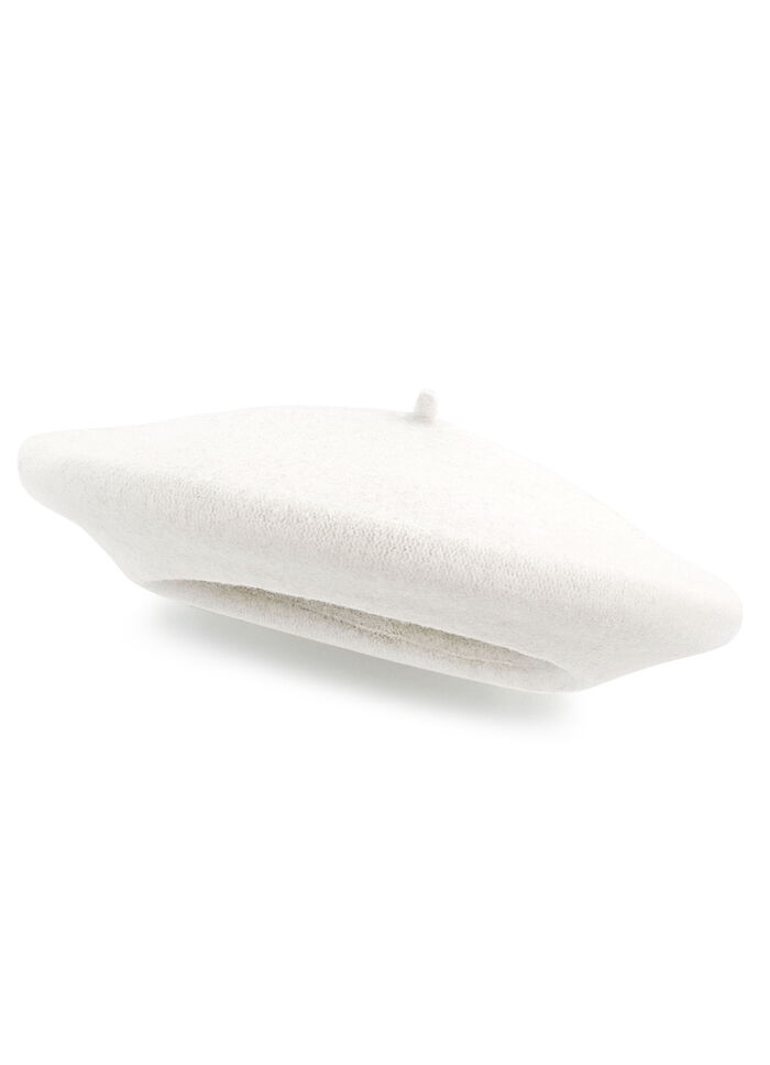 Edle Damen-Baskenmütze, aus reiner Schurwolle WOLLWEISS