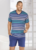 Shorty mit V-Ausschnitt und garngefärbtem Ringel 