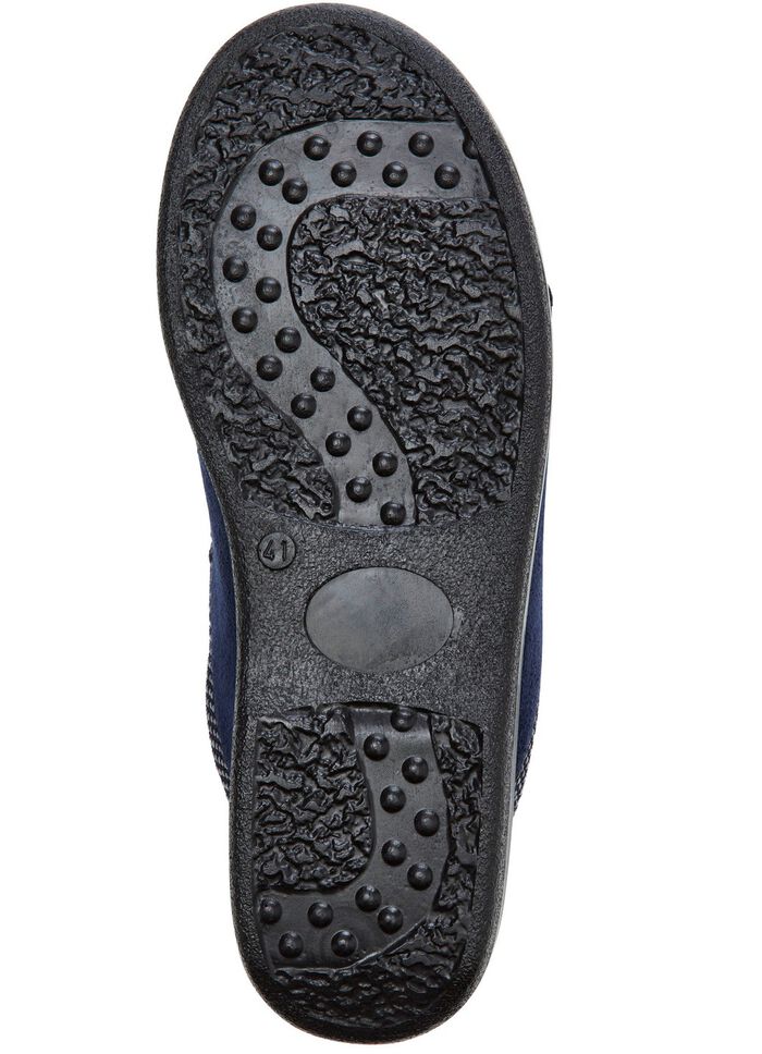 Zweierpack, klassische Herren-Hausschuhe, Weite H, mit Gummizug BLAU+SCHWARZ