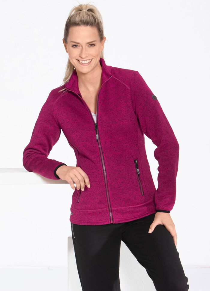 Strickfleece-Kurzjacke von &bdquo;LPO&ldquo; BEERE MELIERT